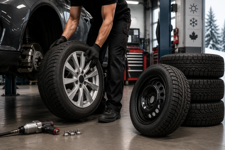 Technician performing professional tyre service in Watford